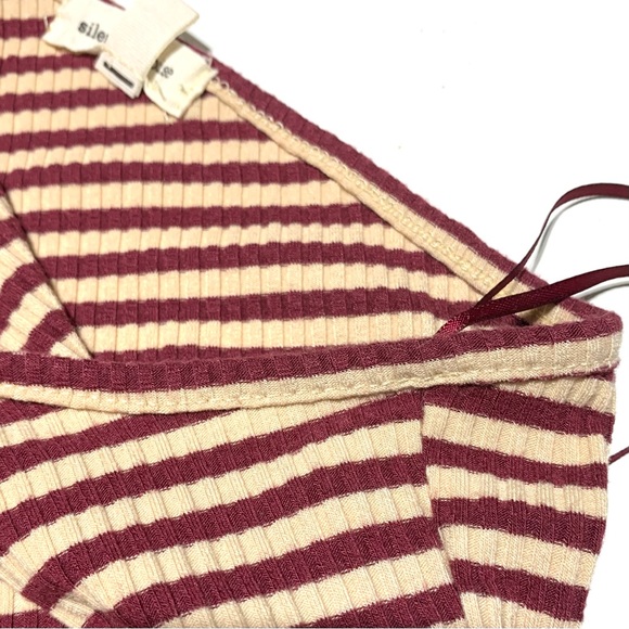 Urban Outfitters Silence+Noise Maroon Tan Ribbed Stripes Halter Bodycon Sz Small - Picture 4 of 9